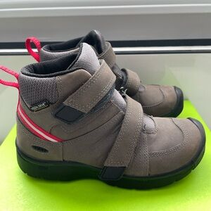 Keen Kids Tan and Black Boots with Red Accents